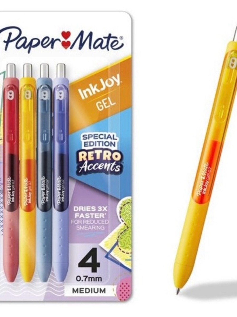 PaperMate Inkjoy 4pk Gel Pens 0.7mm Medium Tip Multicolored Retro 4 packages new